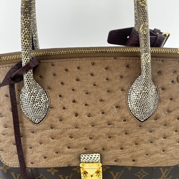 Louis Vuitton Exotic Ostrich Lizard Majestueux Tote MM Bordeaux - Picture 4 of 9